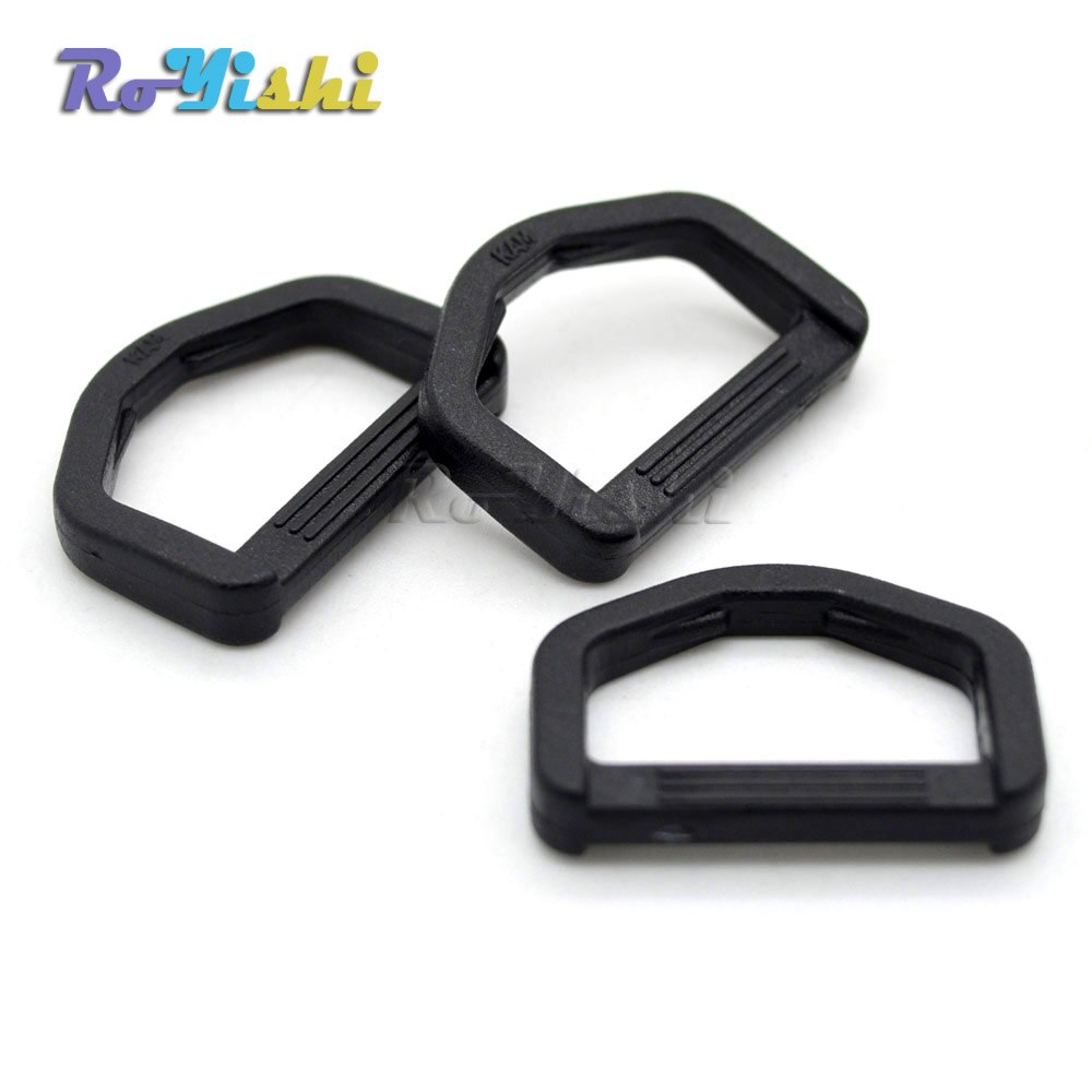 10pcs/pack Plastic D-Ring Webbing Strapping Leather Bag Shirt Craft Black