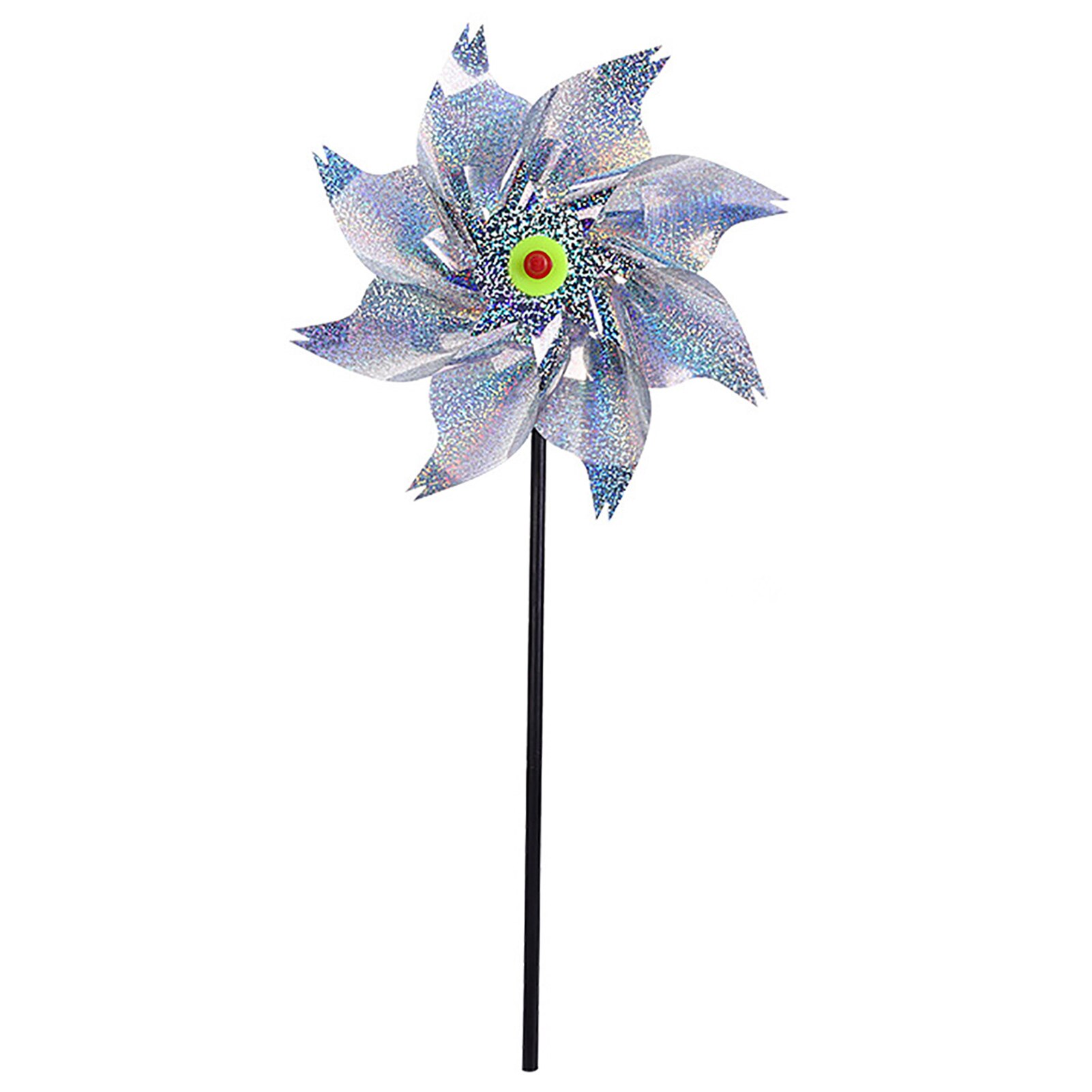 24CM Silver Rotating Windmill Bird Repeller With Stakes Sparkly Agricultural Bird Control Device Garden Ornament Pinwheel: Silver