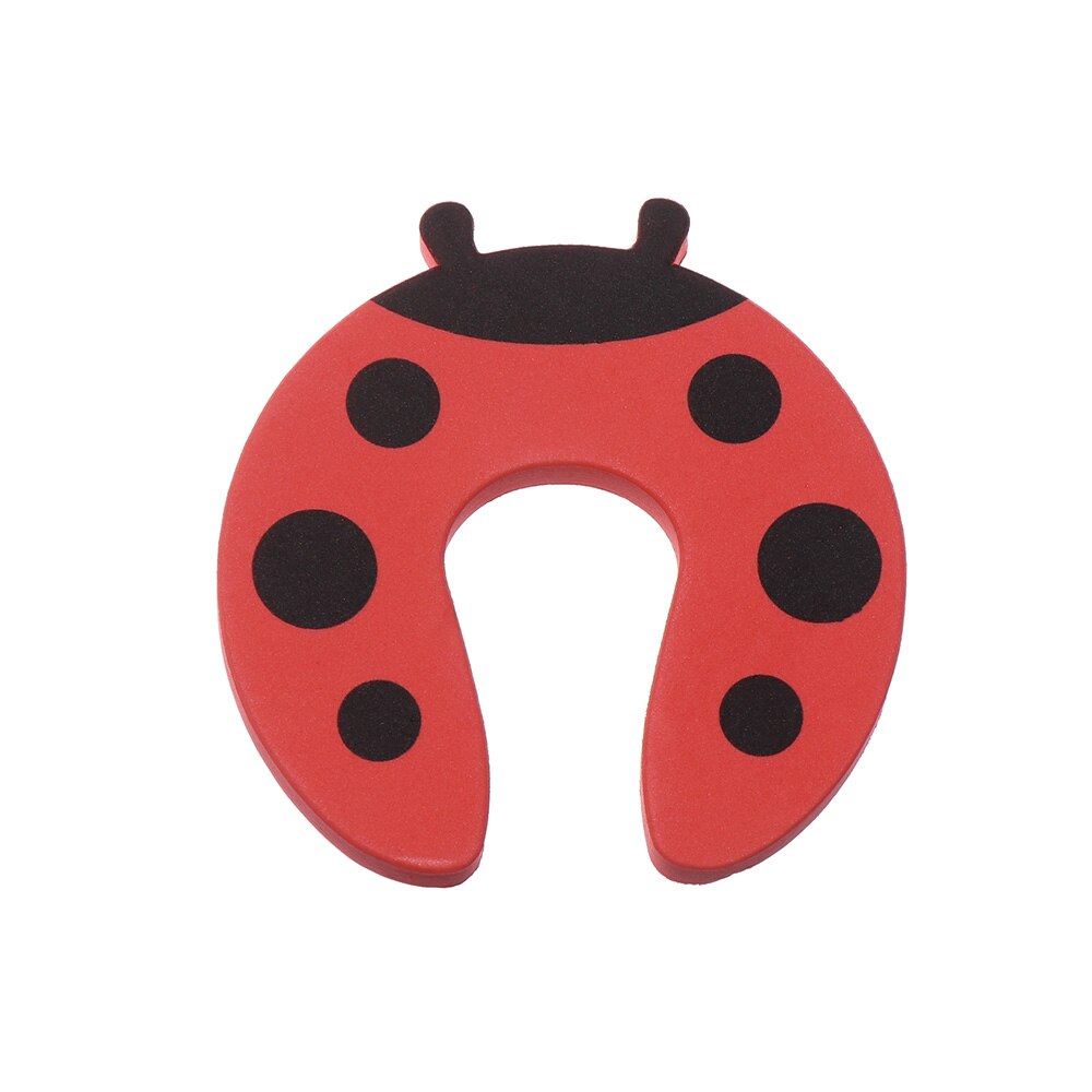 5Pcs/Set Child Safety Protection Baby Safety Cute Animal Security Card Door Stopper Baby Newborn Care Child Lock Protection: Red Beetle