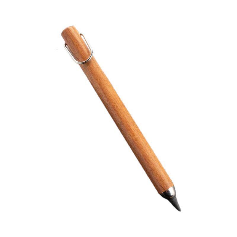 Bolígrafo sin tinta de madera borrable Retro B36C con anillo de hierro colgante, pluma de tornillo, punta para artista principiante, suministros de escritura y bocetos