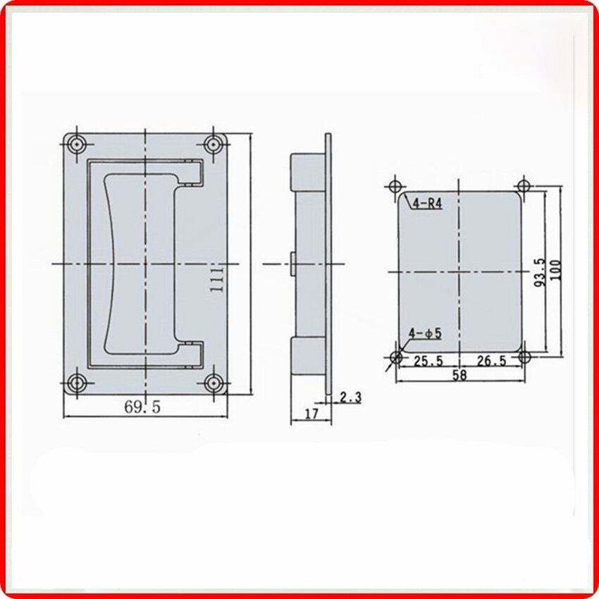 Hidden Recessed Furniture Handle Stainless Steel Square Flush Pull Ring Handle for Door Drawer Cupboard Cabinet Marine Boat