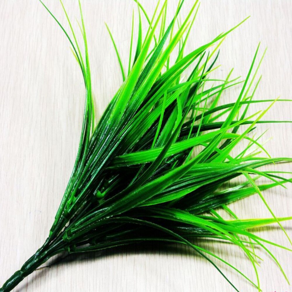 Grönt gräs konstgjorda växter för plastblommor hushållsbutik dest rustik dekoration klöverväxt 7- gaffel