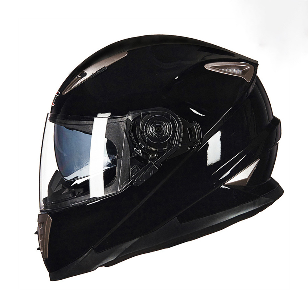 Full Face Motorhelm Mannen Vrouwen Dot Winter Veiligheid Anti-Fog Waterdichte Dubbele Lens Rijden Motorfiets Helm Casco Motorcross: Bruin / XL