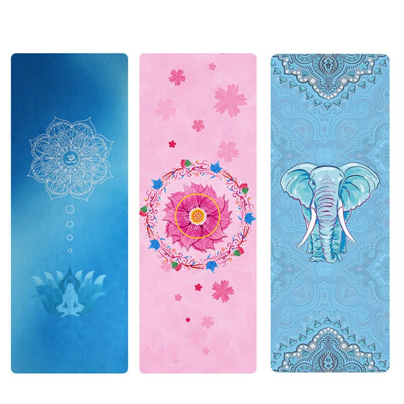 Bedruckte yogamatte aus naturkautschuk-wildleder, 183*68*1.5mm rutschfeste, umweltfreundliche übungsmatten für pilates, tanz, fitness und yoga