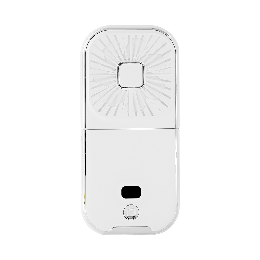 Mini ventilador portátil de mano, batería de 3000mAh, banco de energía de movilidad pequeño 180 ° Ventilador de cuello plegable USB Actualización de espejo cosmético opcional: Blanco