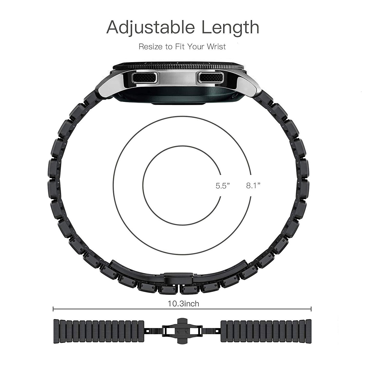 Watch Band for Huawei watch GT2 46MM smart watch Strap For GT 42mm stainless steel butterfly buckle Loop 22mm replacement strap