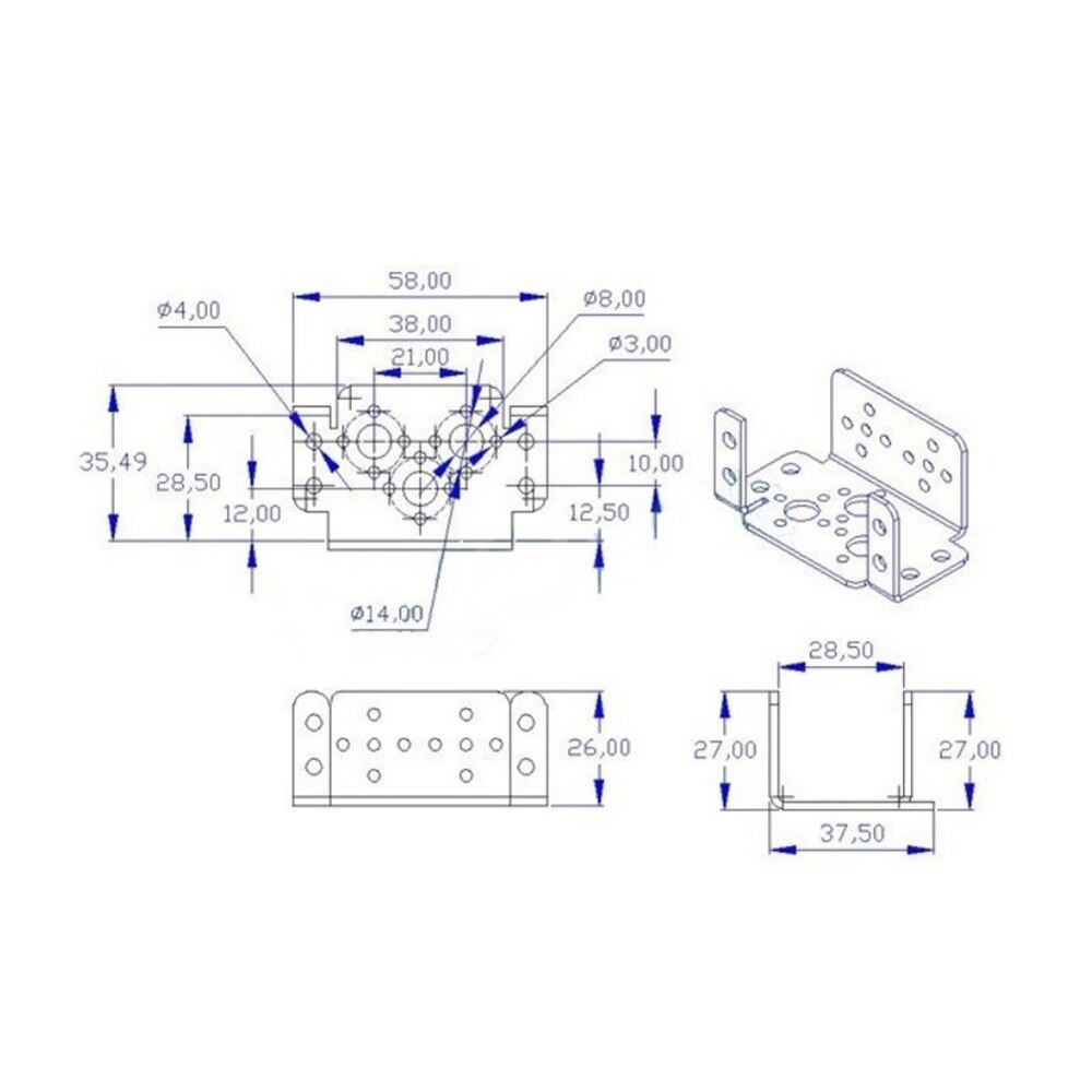 Aluminum Multifunction Servo Bracket Steering Head with Screws for MG995 MG996R S3003 Servo Motor Robot Manipulator Arm