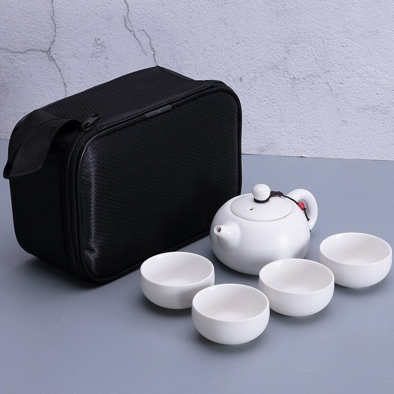Untioor Keramische Theepot Outdoor Reizen Kung Fu Theepot Zak Reizen Set Chinese Thee Set Draagbare Thee Set Voor Verjaardag Bruiloft: E