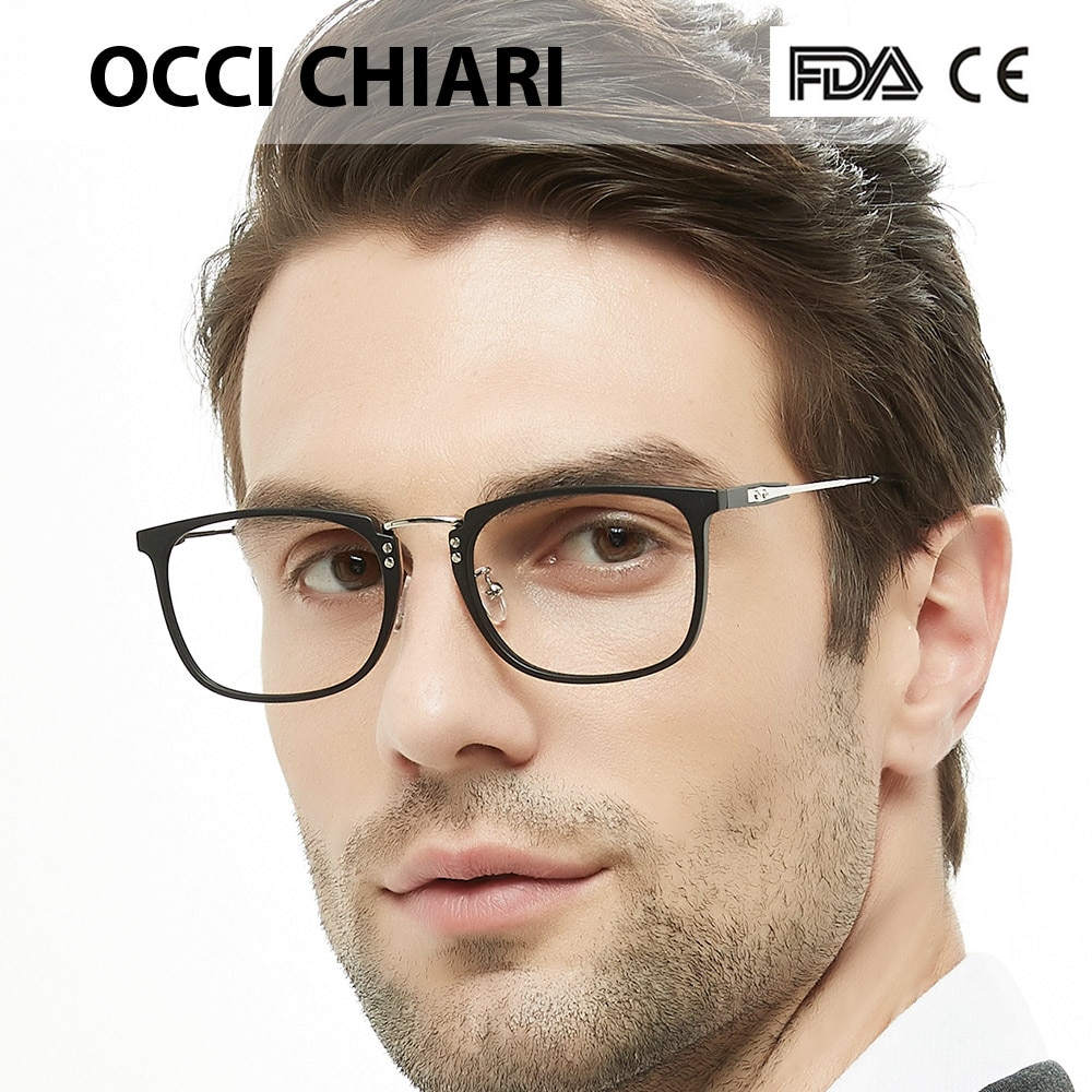 Korean Eye Glasses Frame Clear Lens Optical Eyeglasses Black Blue Eyewear Frames Spectacle for Men OCCI CHIARI OC2002