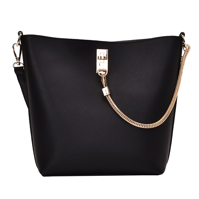 Small Pu Leather Handbags Shoulder Bag Ladies Crossbody Bags for Women Female Bucket Messenger Bag: Black