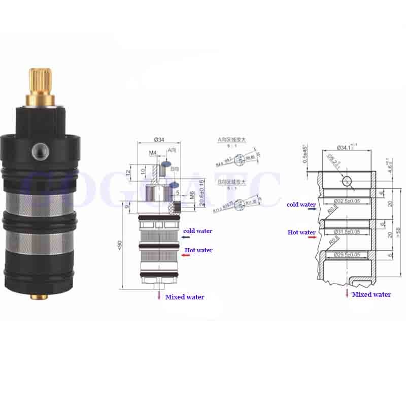 Thermostatische Ventiel, Schroefdraad Ventiel, Douche Scherm Ventiel