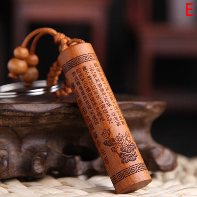 For Car Bag keyring Lucky Jewelry Peach Wood Carving buckle Buddha Pendant Keychain