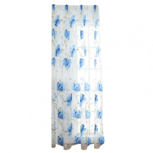 Cortinas para sala de estar, puerta de la cocina y el dormitorio, decoración de hogar para ventana, 1 Panel/Uds.: Azul