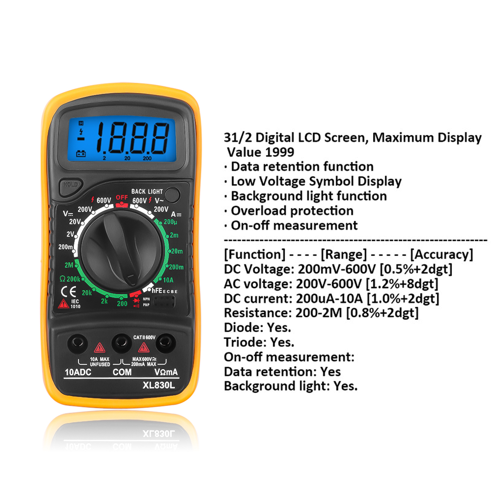 Digital Multimeter AC/DC Voltage Tester Electrical Ohm Voltage Test Meter Profesional Analog Auto Range Multimetro