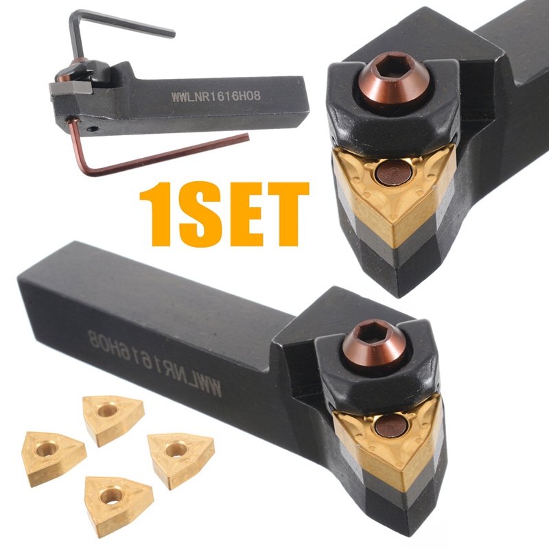 -1 Pc Wwlnr1616H08 Gereedschaphouder Boring Bar 16X125Mm + 4 Stuks Wnmg0804 Inserts Met L wrench Voor Draaibank Draaien Gereedschap