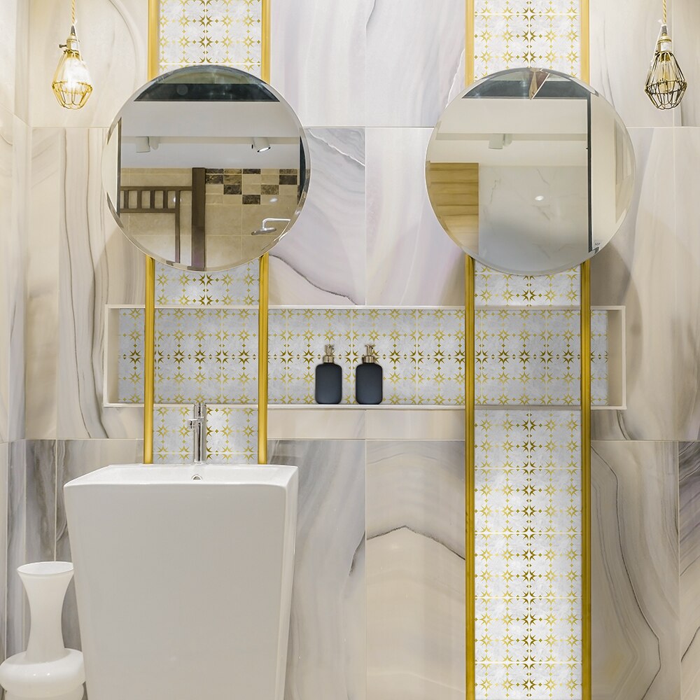 Funlife® Gilding Star Mosaic Tile sticker Peel &amp; Stick Removable Self-Adhesive kitchen Wallpaper Kitchen Backsplash Waterproof