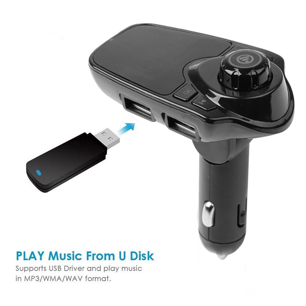 Pantalla LCD de 1,44 pulgadas para coche, transmisor FM con Bluetooth manos libres, Cargador USB Dual, reproductor MP3 con micrófono, accesorios para coche