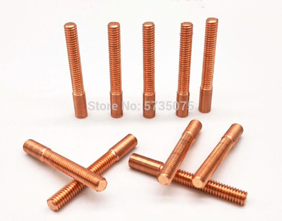 Red copper threaded electrode Spark threaded electrode red copper screw tooth electrode put motor thread electrode 5 pcs