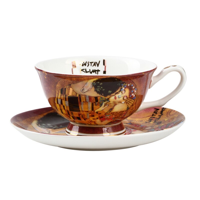 European bone china coffee mugs suit simple afternoon tea cup Gustav Klimt Art paintings WF