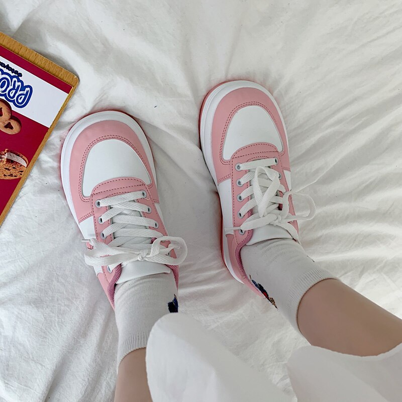 Korean Shoes Soft Autumn All-Match Round Toe Casual Female Sneakers Comfortable Fall Cross Small Solid PU Leisure