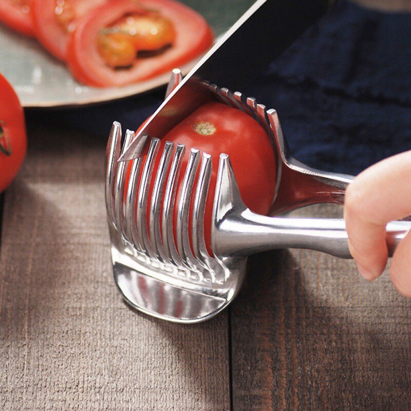 Roestvrij Staal Aardappel Fruit Groentesnijders Tomaat Cutter Shredders Tools Ui Citroen Snijden Houder Keuken Gadgets Gereedschap