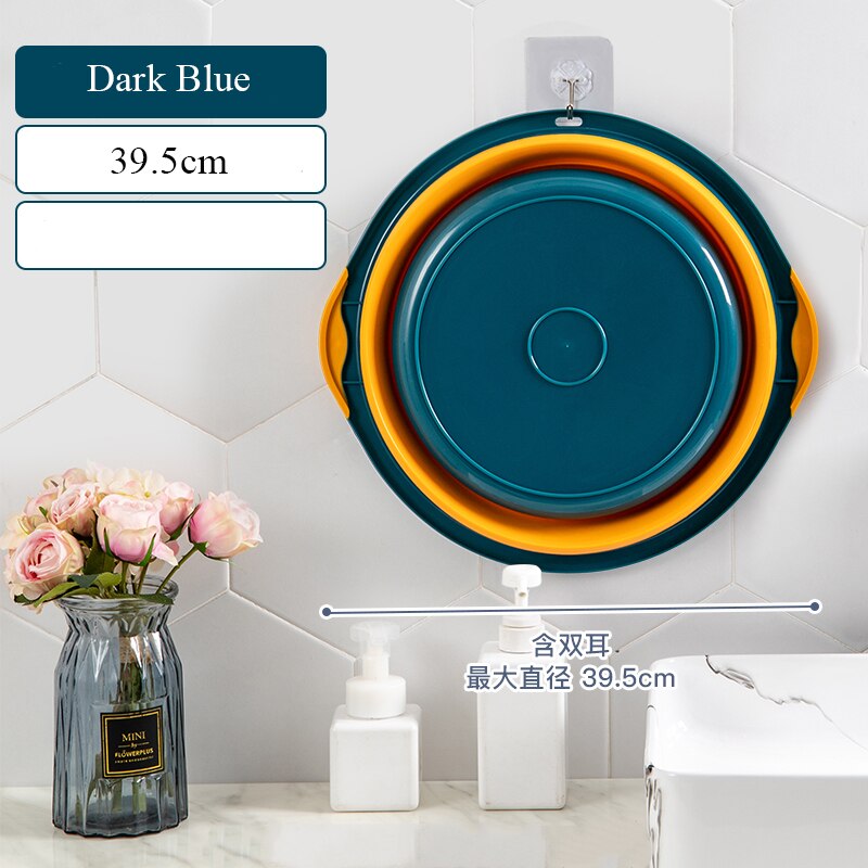 39cm pliable en plastique et Portable bassins lavabos pliant buanderie baignoire salle de bains cuisine accessoires voyage pliant lavabo: 39.5cm dark blue