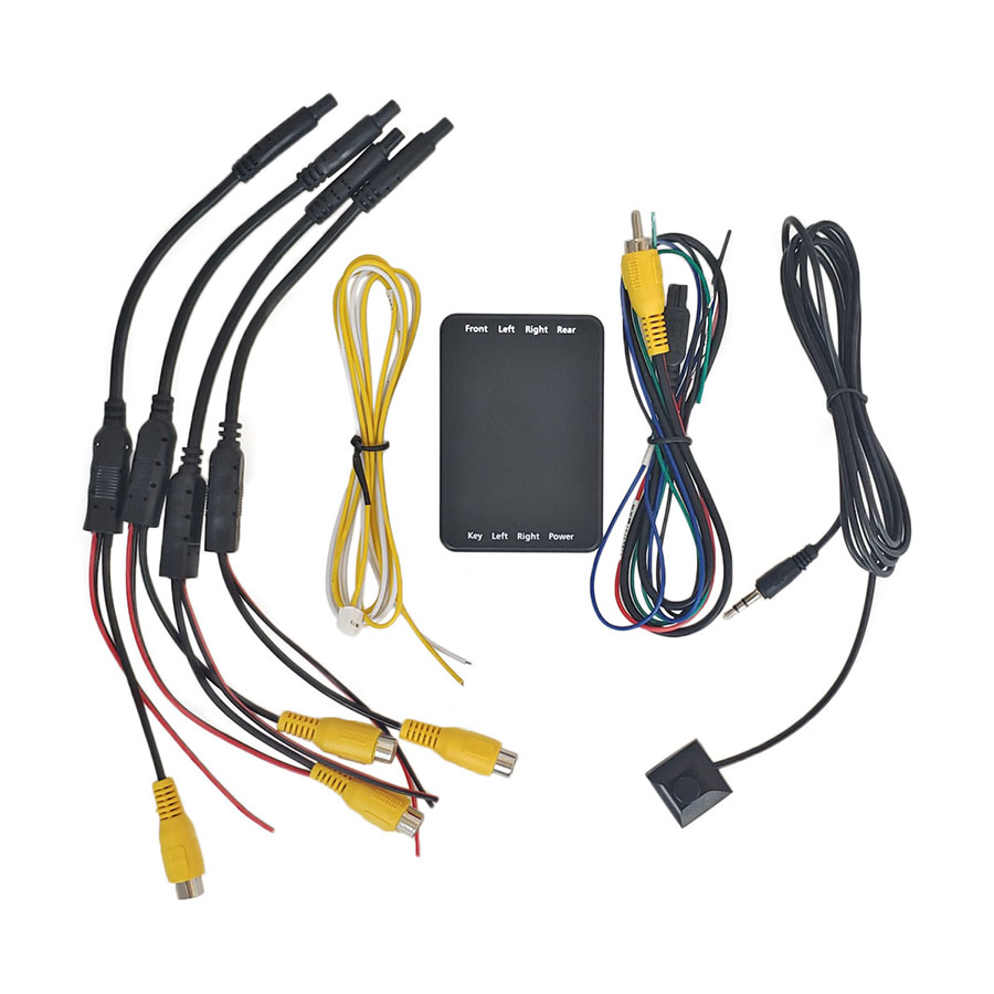 DIYSECUR Caja de control de 4 vías Conmutador Convertidor de canal de vídeo para 360 ° Sistema de cámara panorámica para coche, marcha atrás delantera trasera izquierda derecha