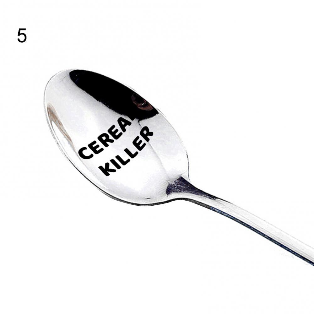Stainless Steel Spoon Letter Engraved Fruit Family Dinner Supplies Family Dinner Supplies