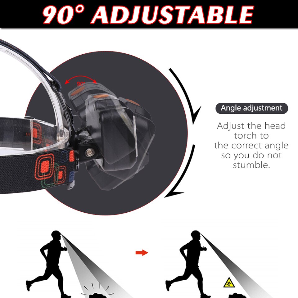 Super Heldere Led Koplamp T6 + 2COB Led Koplamp Koplamp Waterdichte Zaklamp Lanterna Hoofd Licht Gebruik 2*18650 batterij Voor Camping