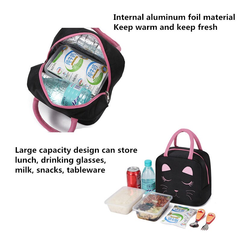 1PCs Fresh Cooler Bags Waterproof Nylon Portable Zipper Thermal Oxford Lunch Bags For Women Convenient Lunch Box Tote Food Bags