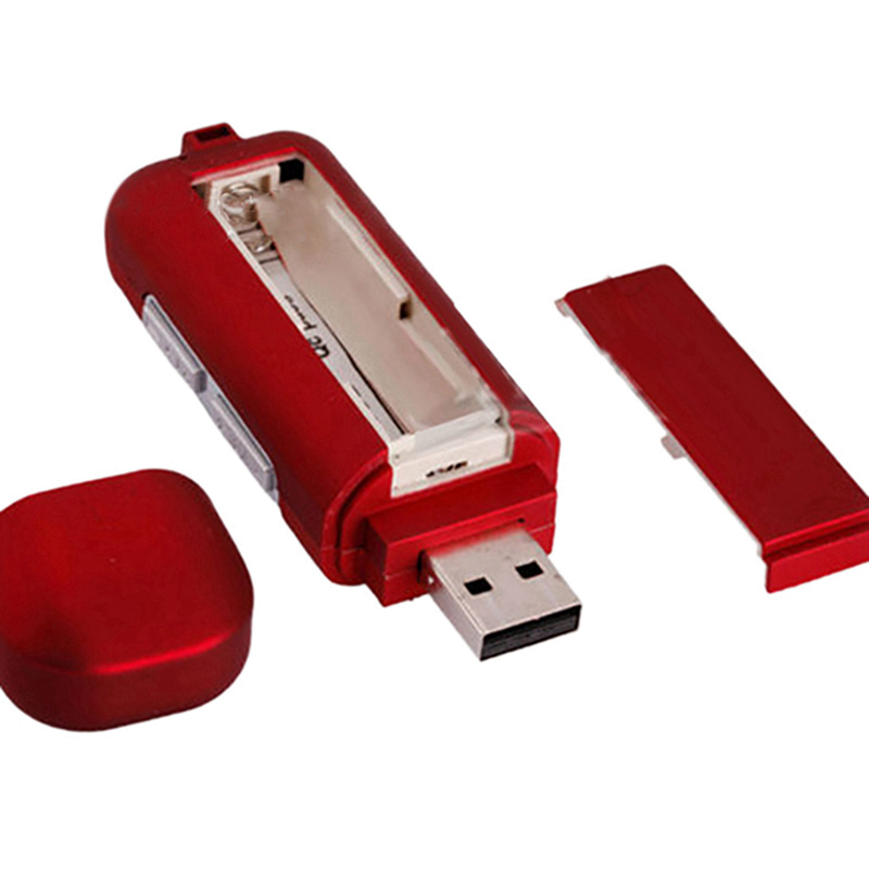 Reproductor de música Mp3, 4GB, disco U, compatible con batería AAA reemplazable, grabación, color rojo y azul, 2 uds.