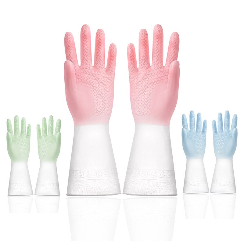 Gradient Color Dishwashing Gloves Thin Section Housework Clean And Durable Kitchen Laundry Waterproof Latex Gloves Cleaning Tool