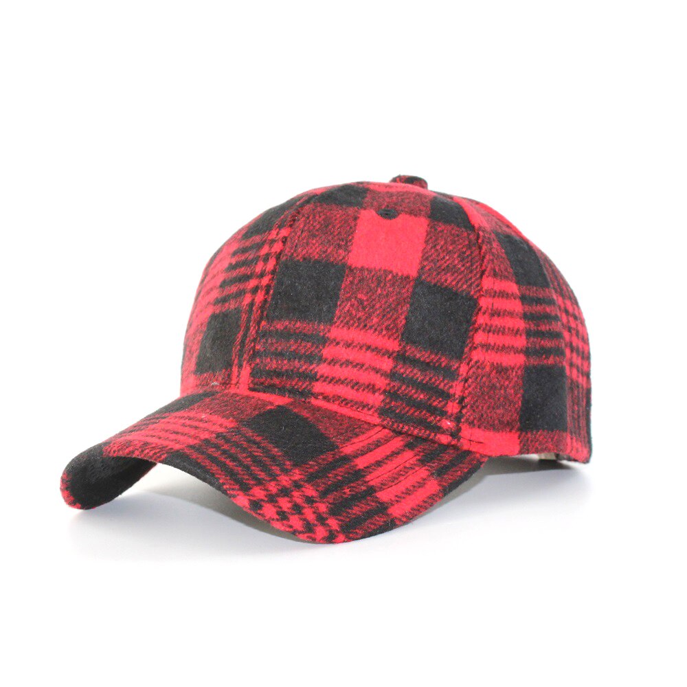 Checkered Pattern Baseball Cap Unisex Winter Thicken Color Cap Casual Wild Adjustable Trucker Hat: Red