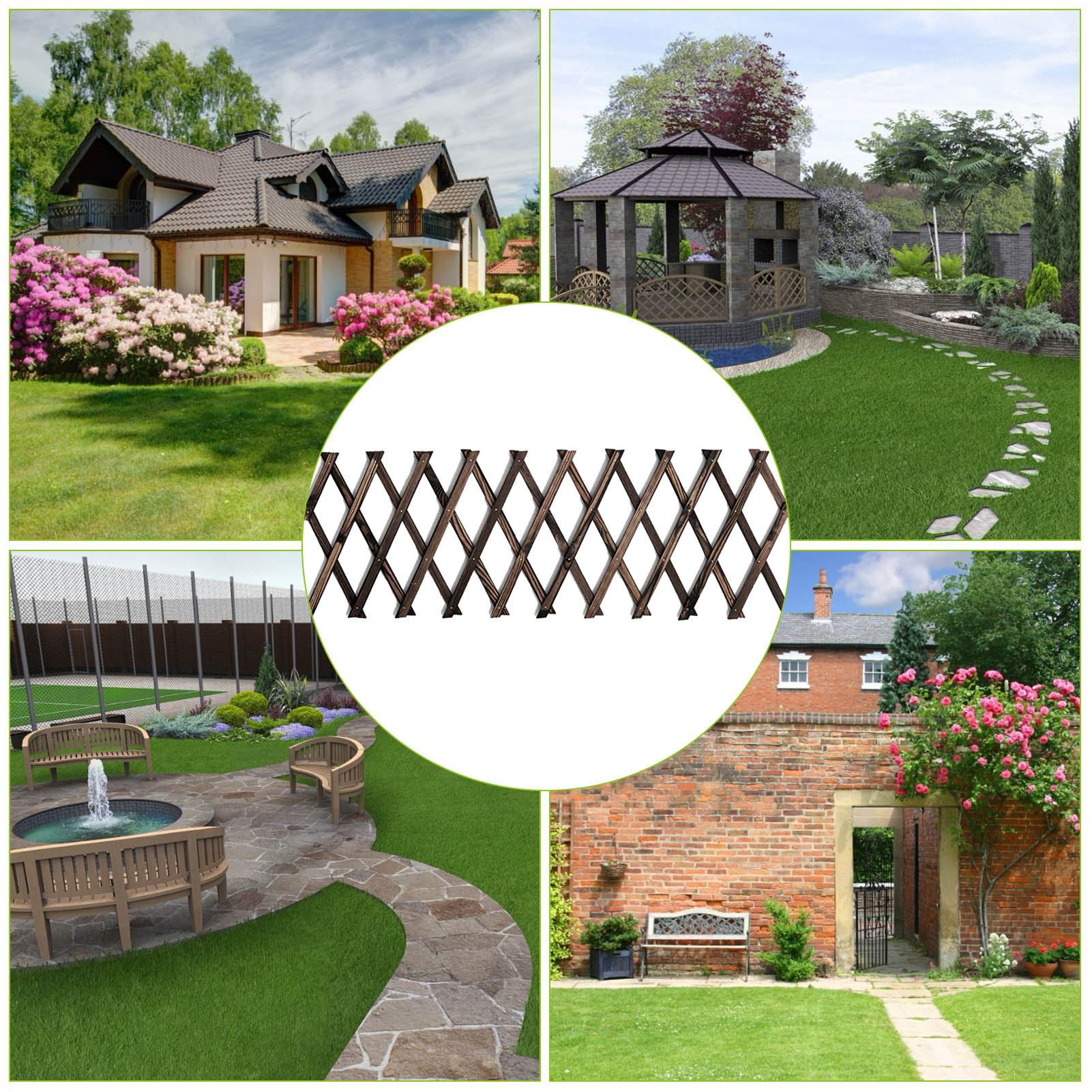 Garden Trellis Expanding Wooden Plant Support Lattice Fence Panel Adjustable Fence Wooden Landscaping Fence Balcony Outdoor