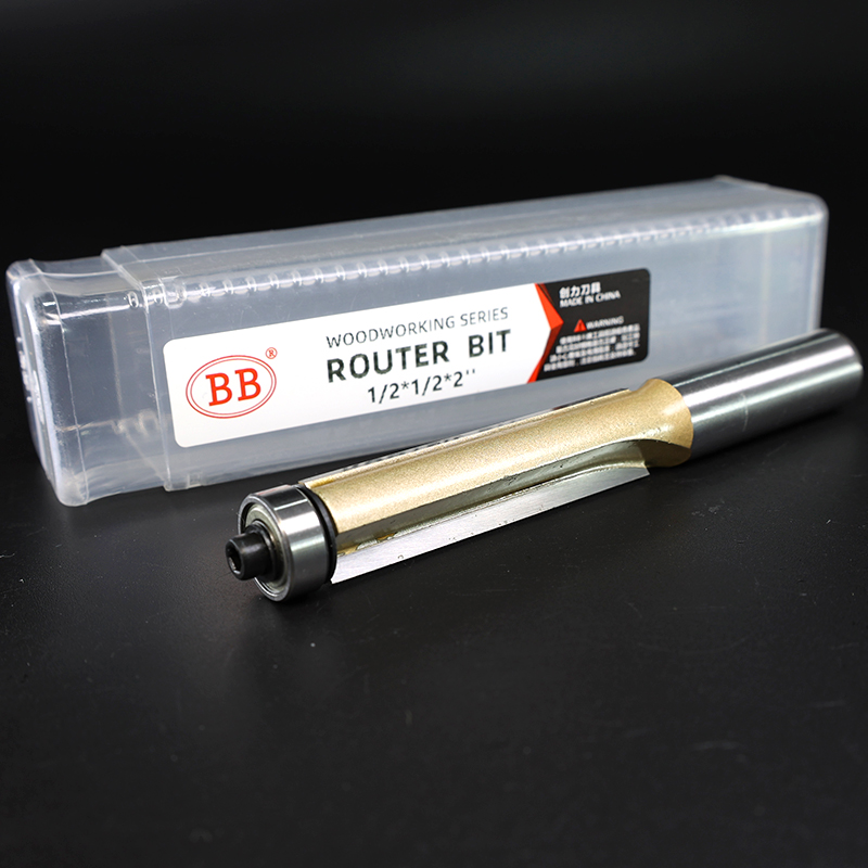 BB Router Bit Bearing Spiral &amp; Straight Flush Trimming Tool Woodworking 1/2 1/4 Diameter Carbide CNC Side Milling Cutter DIY