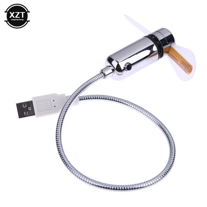 Mini USB Fan Cool LED Clock Real Time Display Light Gooseneck Hand Fan Desk Laptop PC Notebook Gadget
