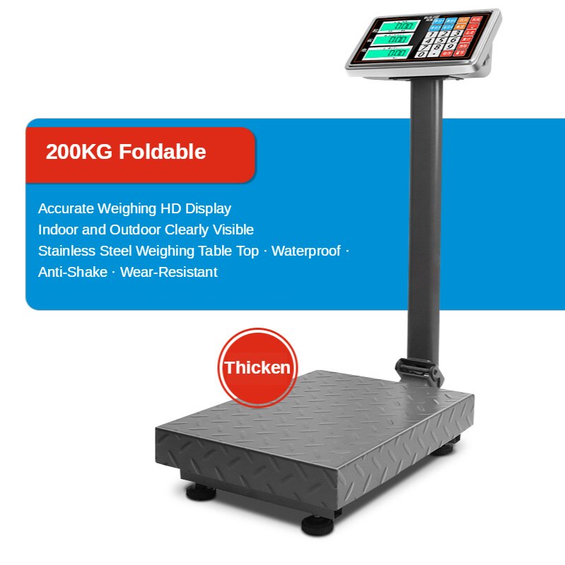 Commercial Digital Display Stainless Steel Electronic Scale Button Panel Pricing Scale Desktop Weight Scale Anti-jitter: Gray 200kg