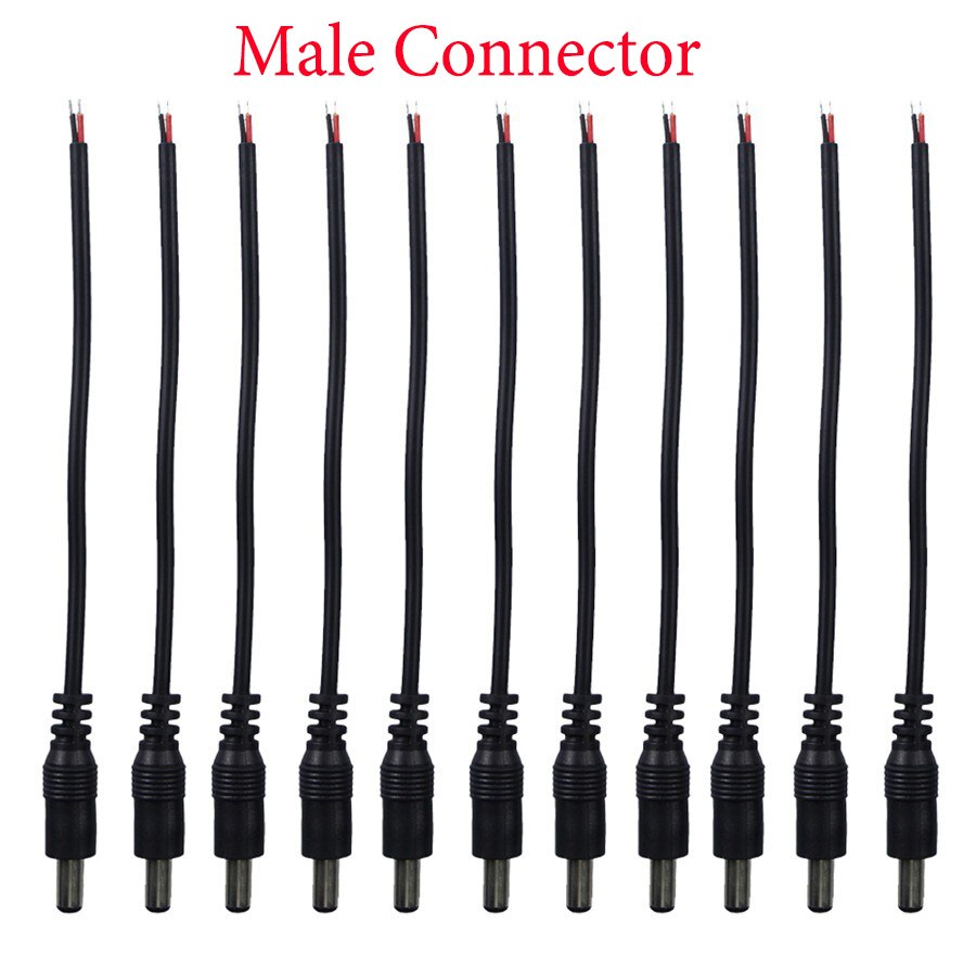 DC Power Cable Plug Connector 2.1mm x 5.5mm Cord with Soldering Wire For CCTV Camera DVR LED Strip 12V Adapter Router