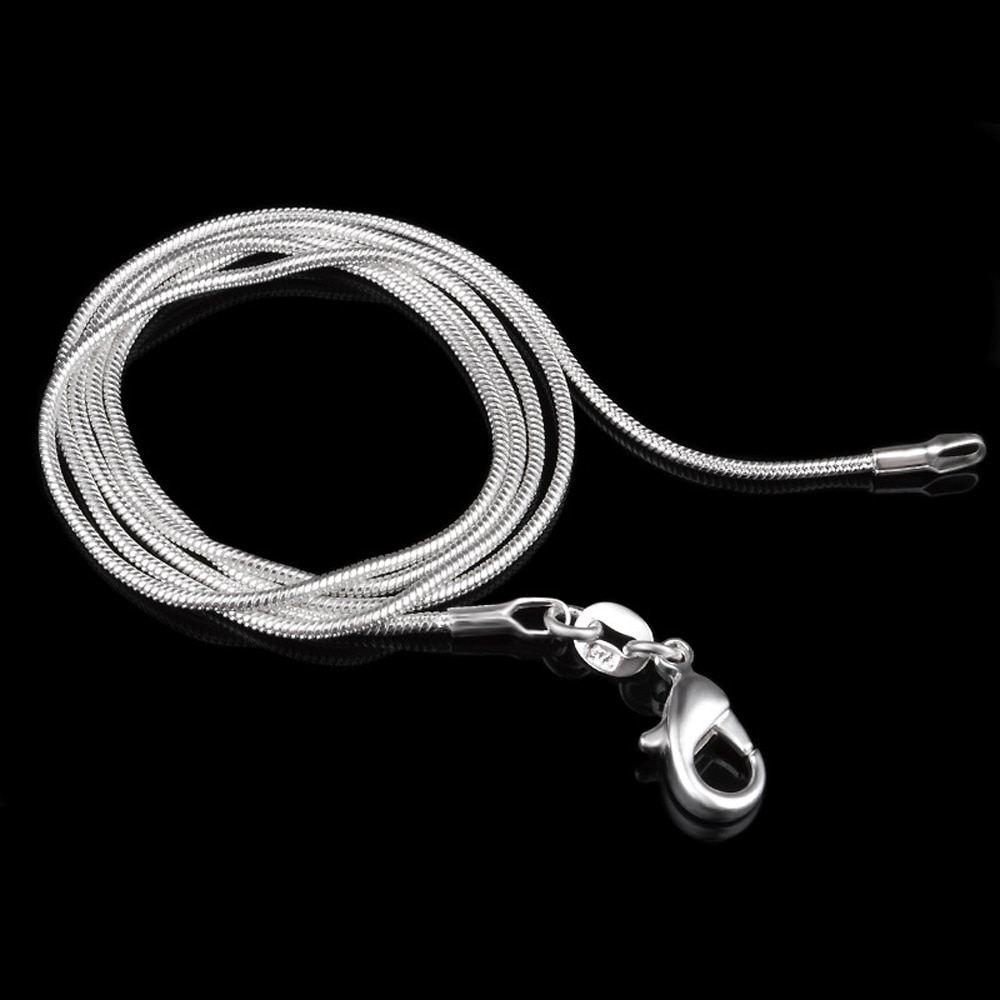 FSUNION-Cadena de serpiente chapada en plata para mujer, collar de 1MM, joyería llamativa, gargantillas, accesorios de , novedad de