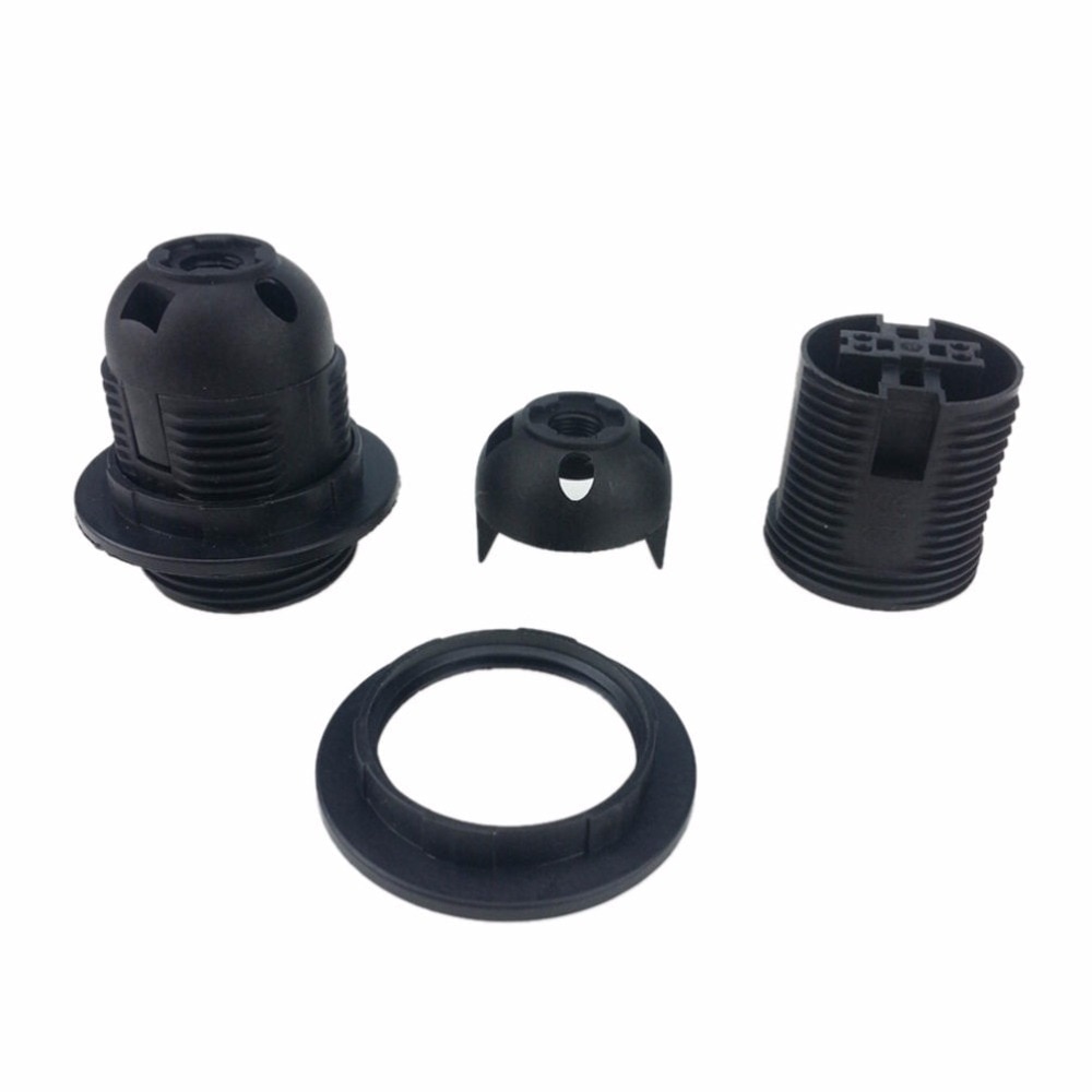 White Black 250V 4A E27 Light Bulb Base Plastic Full Screw Lamp Holder Pendant Socket Lampshade Ring for E27 Light Bulb