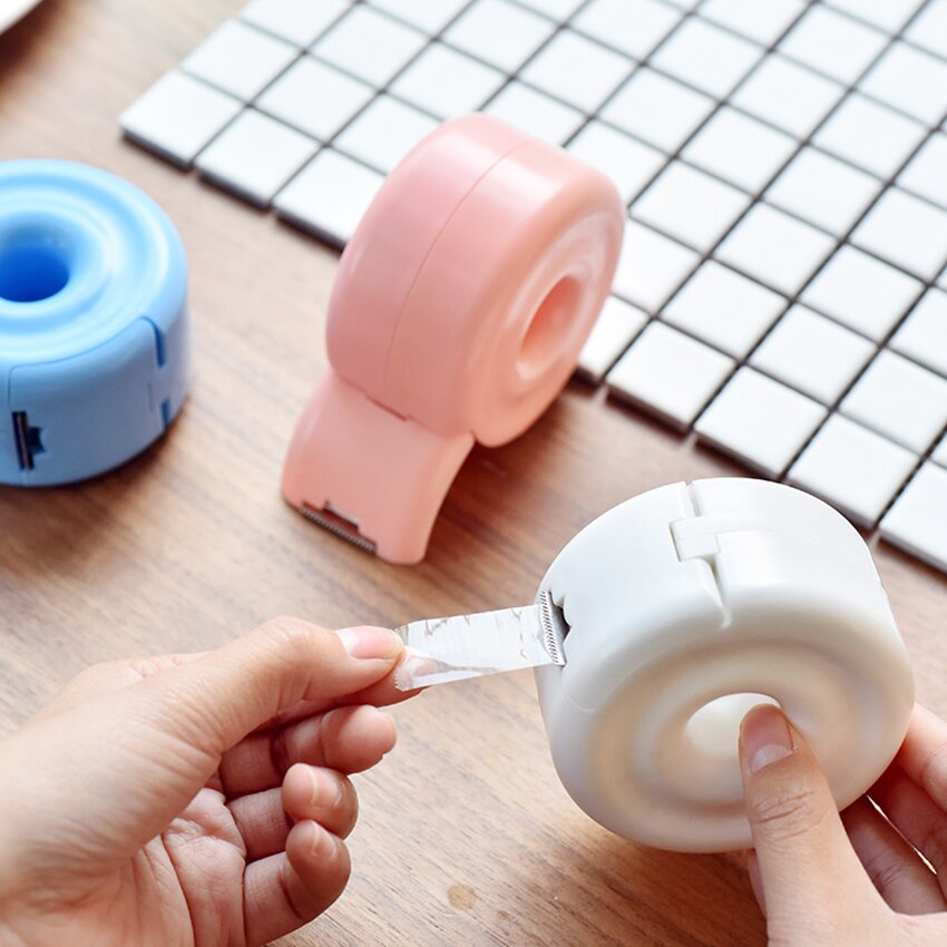 1PC Mooie Donut Briefpapier Mini Masking Tape Dispenser Washi Tape Organizer Plastic Houder School Kantoorbenodigdheden