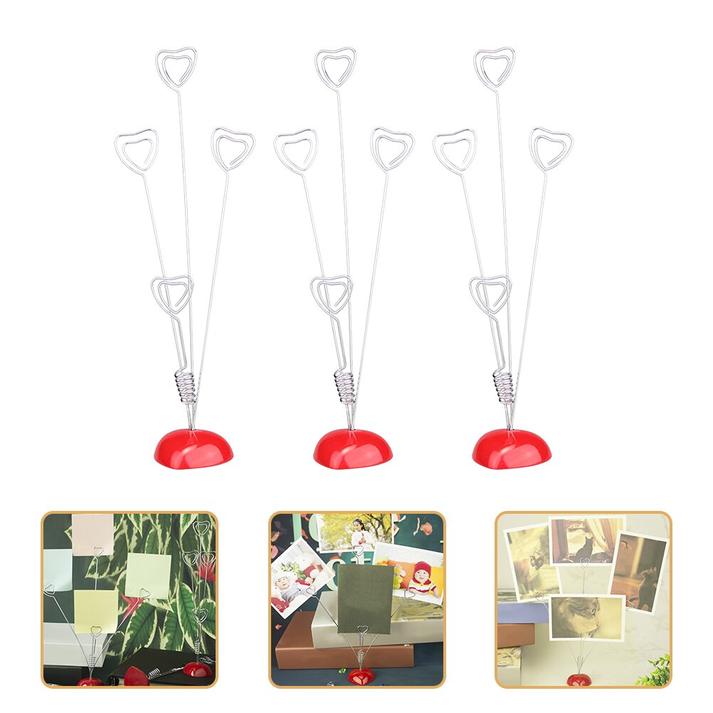 Support pour bloc-notes en résine, 3 pièces, pince pour photos de bureau, cœur