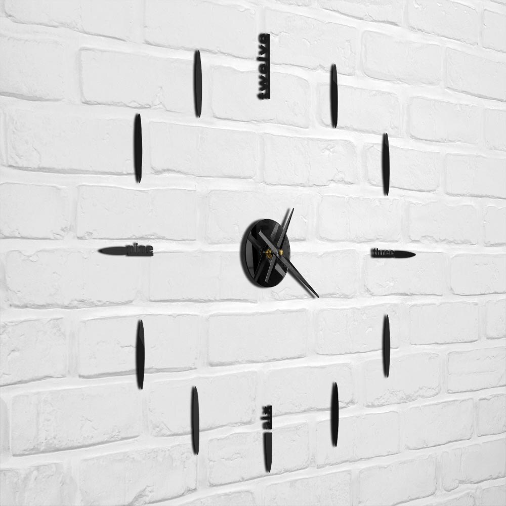 Diy engelska bokstäver väggklocka väggklocka modern ramlös tyst jätte 3d kvarts väggklocka klocka spegel klistermärke dekor