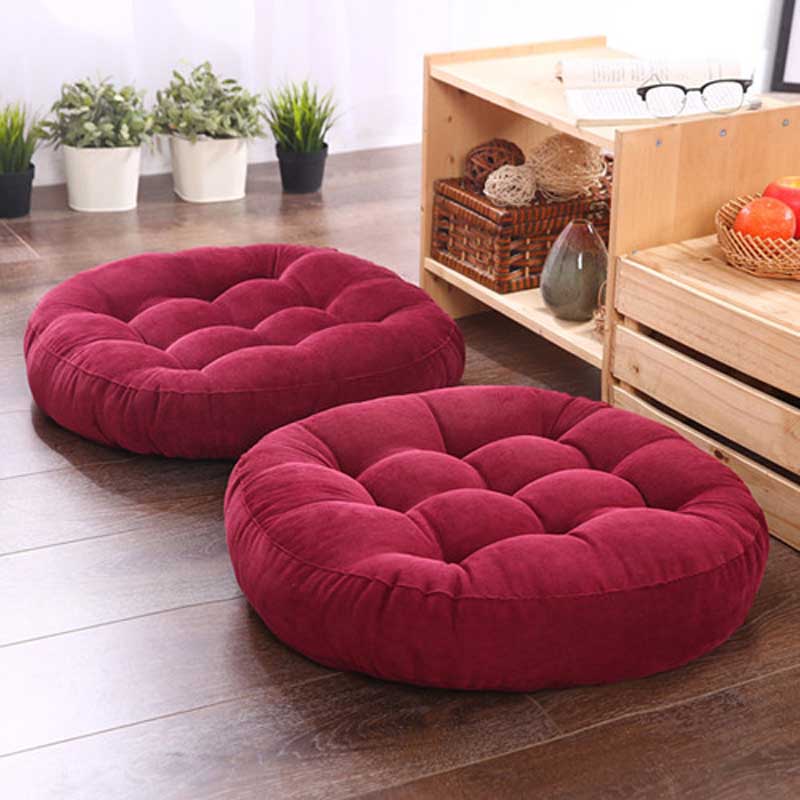 Solid japan hynde cattail hassok sædepude coccyx ortopædisk pude stol rygpude rund fortykket gulvmåtte puf futon: Rød / 55 x 55 x 10cm