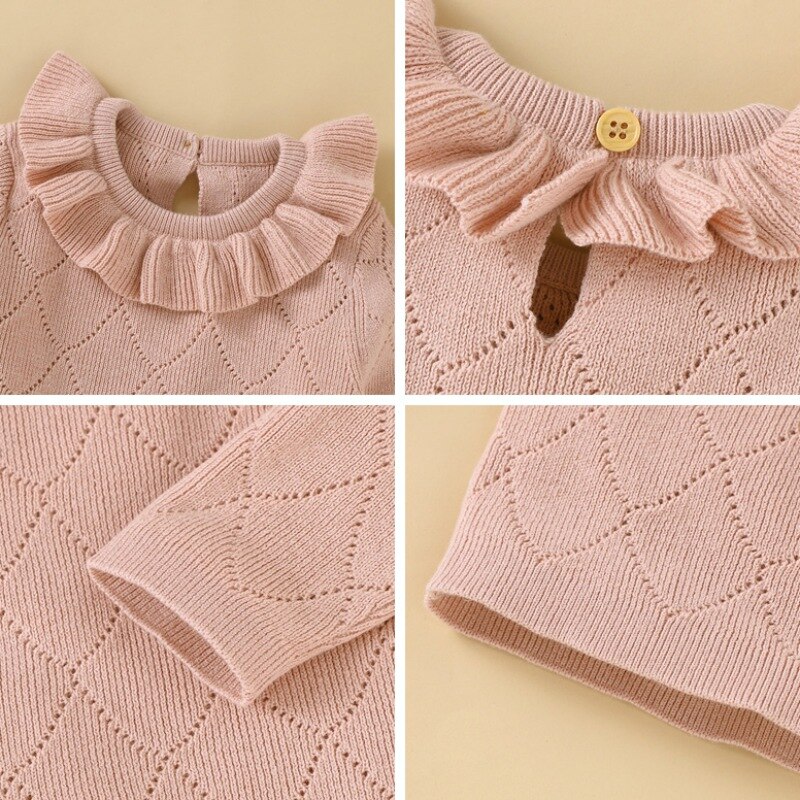 Nouvelle bébé filles pull à volants col princesse filles tricoté pull enfants basique pull tricoté vêtements d'extérieur chaude