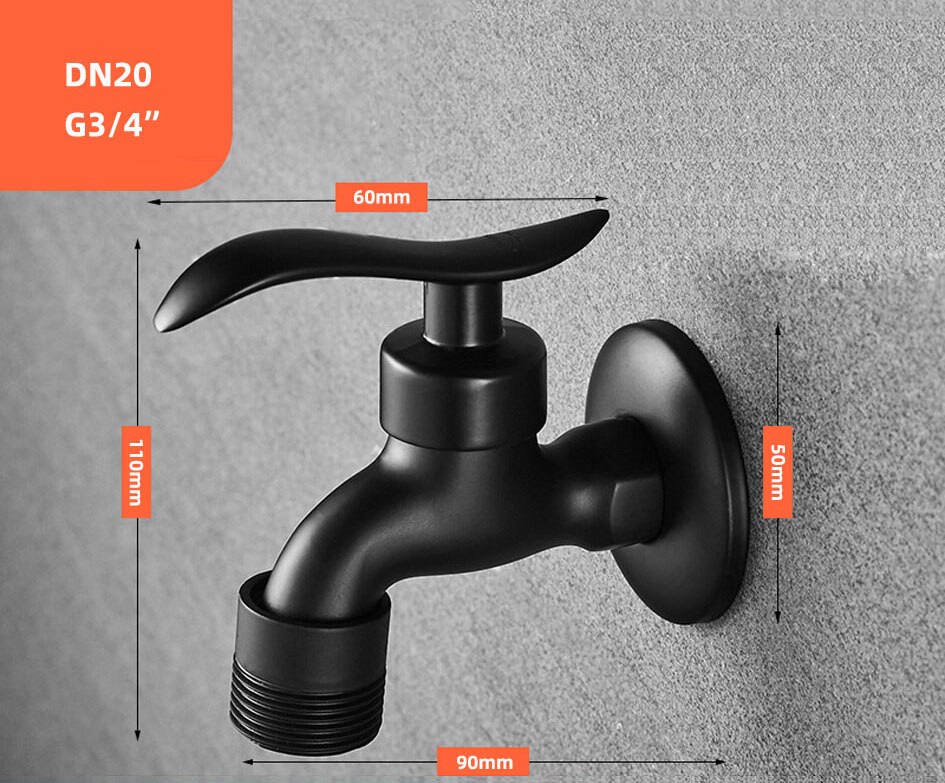 Vægmonteret forlænge vaskemaskine tap moppe poolhane sort farve have udendørs vand moderne køkken badeværelse vandhane: A3