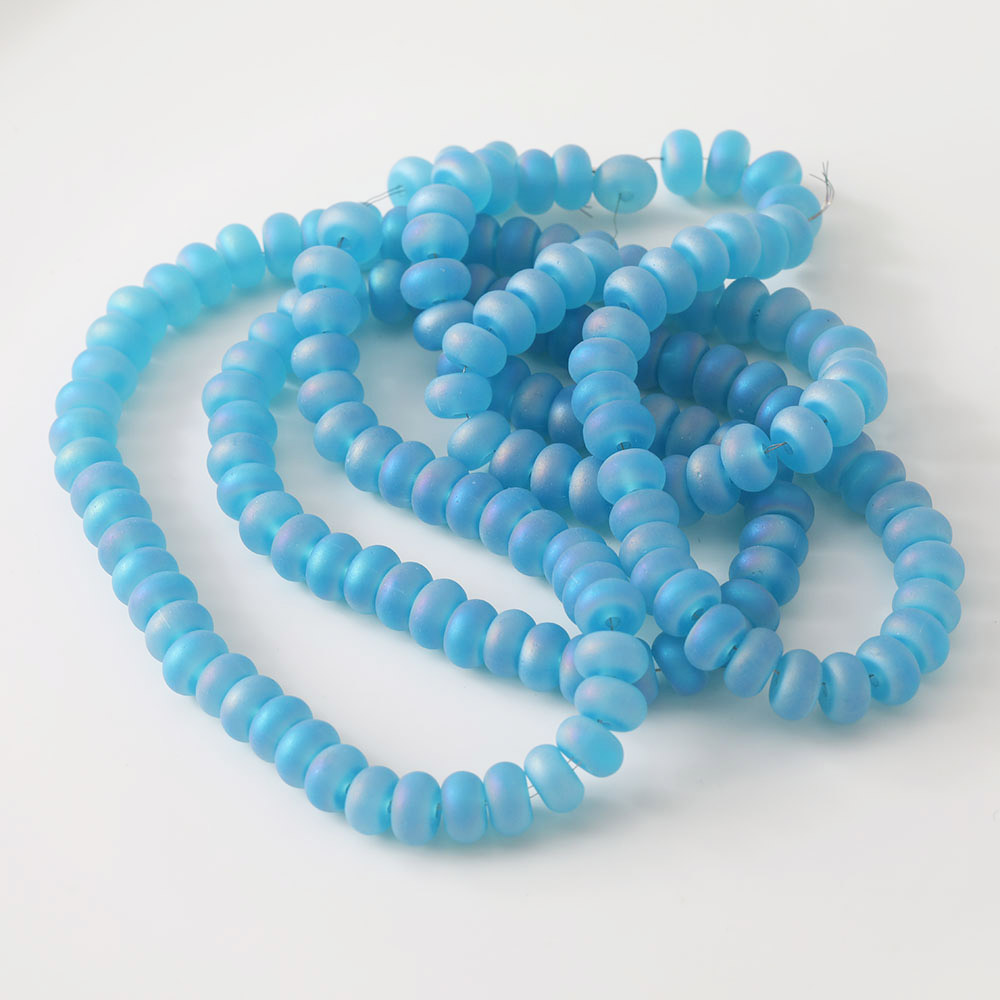 82 stk matterede flade perler skinnende glasperler til smykkefremstilling armbånd DIY perle halskæde 8mm: Lavendel