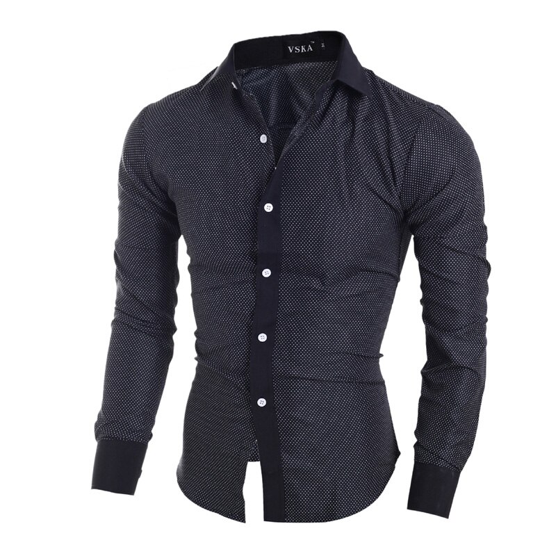Camisetas clásicas con de lunares para hombre, estilo de Reino Unido de manga larga, camisa informal para niños pequeños, corte ajustado, M-2XL
