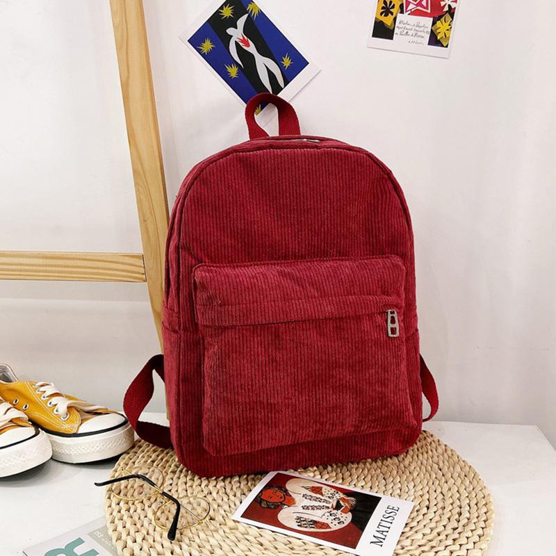 Trend Female Backpack Casual Women Backpack Small Velvet Solid Color Shoulder Bag Women Travel Mini School Bags Girl: Red