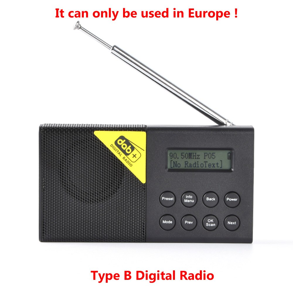 Draagbare Lcd-scherm Bluetooth Digitale Radio Dab/Dab + Fm Ontvanger Audio Broadcasting Speler Stereo Uitgang Voor Home Office: Type B Digital Radio